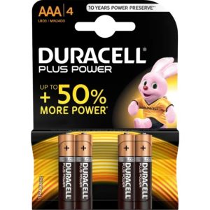 DURACELL PLUS AAA ALKALINE BATTERIES – 4 pack