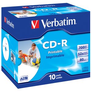 VERBATIM 43325 AZO 52X PRINTABLE CD-R – JEWEL CASED 10 PACK