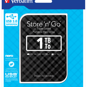 VERBATIM HARD DRIVE 2.5 1TB USB 3 0 BLACK – M53194